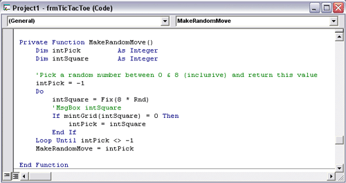 MakeRandomMove sub routine