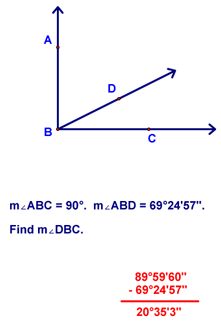 Subtracting angles in D/M/S form