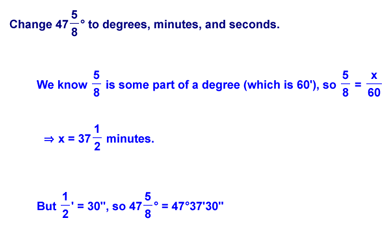 Fractional degrees to degrees / minutes / seconds