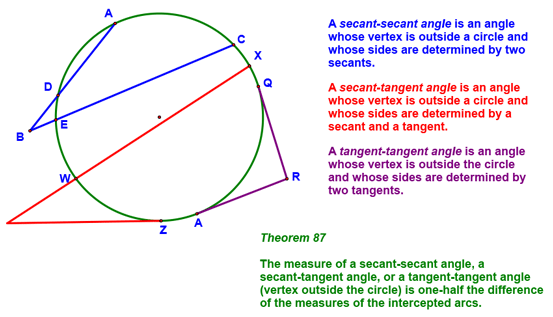 Measures of Secant-Secant, Secant-Tangent Angles