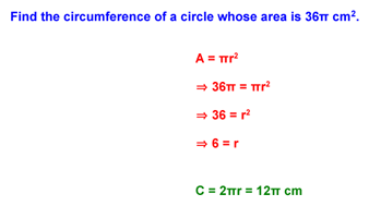 Circle Area Example 1