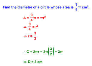 Circle Areas Example 3