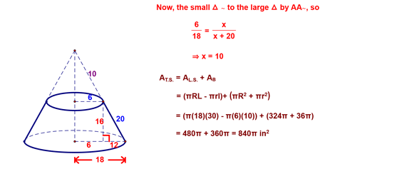 surface area of a cone example