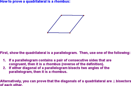 Proving a Quadrilateral is a Rhombus